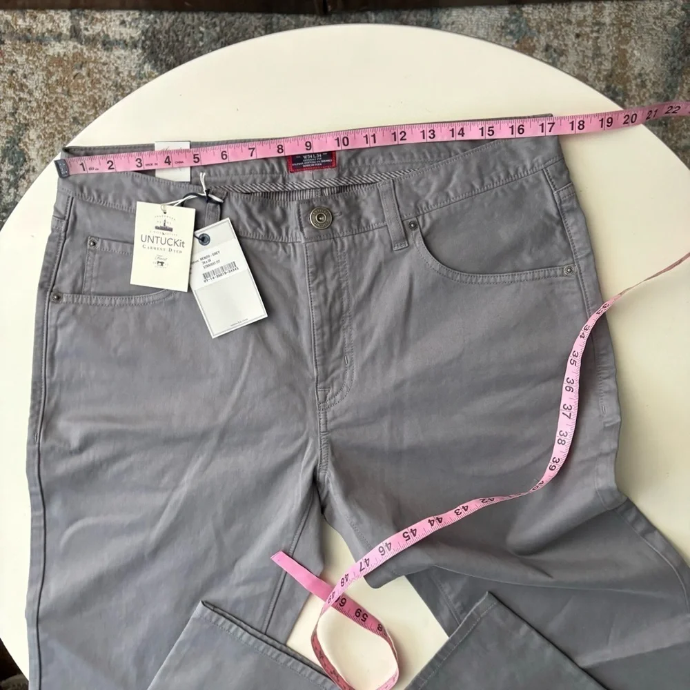 UNTUCKit Men’s Straight Fit 5-Pocket Pima Cotton Pant 34x34 Gray New